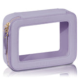 Prite bolsa cosmética transparente con cremallera dorada para ver todo de un vistazo.
