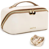 Prite bolso maquillaje medio claro con divisor para viaje y organización.