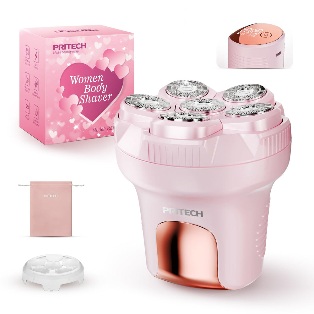 PRITECH Afeitadora eléctrica para mujer con cabezal 6D para afeitado suave