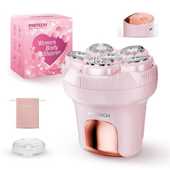 PRITECH Afeitadora eléctrica para mujer con cabezal 6D para afeitado suave