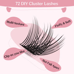 PRO LASHBEAUTY clusters con longitudes 8–16 mm para looks versátiles