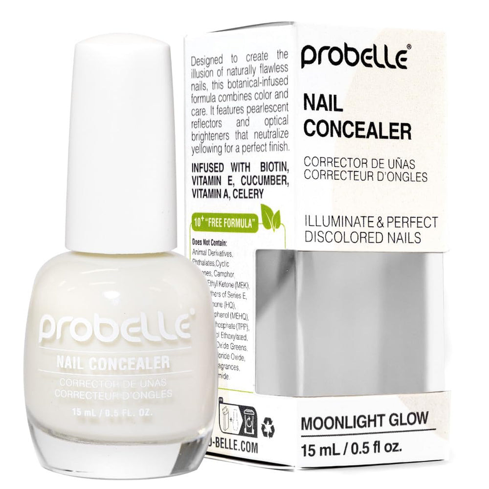 Probelle iluminador de uñas, frasco con brillo, neutraliza el amarillo.
