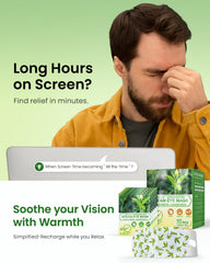 ProCIV mascara ojos calor te verde en uso, alivio suave para fatiga visual.