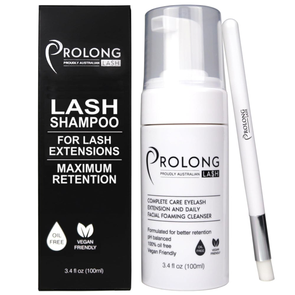 PROLONG LASH champú para extensiones, bote de 100 ml, limpia sin irritación diaria.