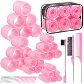 Prosuites conjunto rodillos auto-agarre rosa con accesorios para rizos
