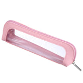 Psyqtsuary bolsa maquillaje transparente rosa, organizador compacto para viajar y guardar cosméticos.