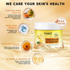 Pumkot turmeric kojic pads texture close-up highlighting exfoliating particles