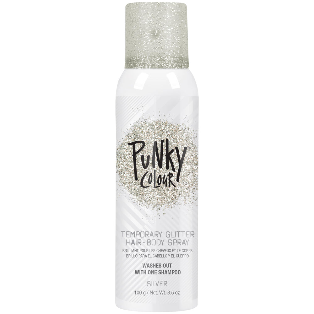 Jerome Russell Punky brillos plateados para cabello y cuerpo, destellos temporales para looks.