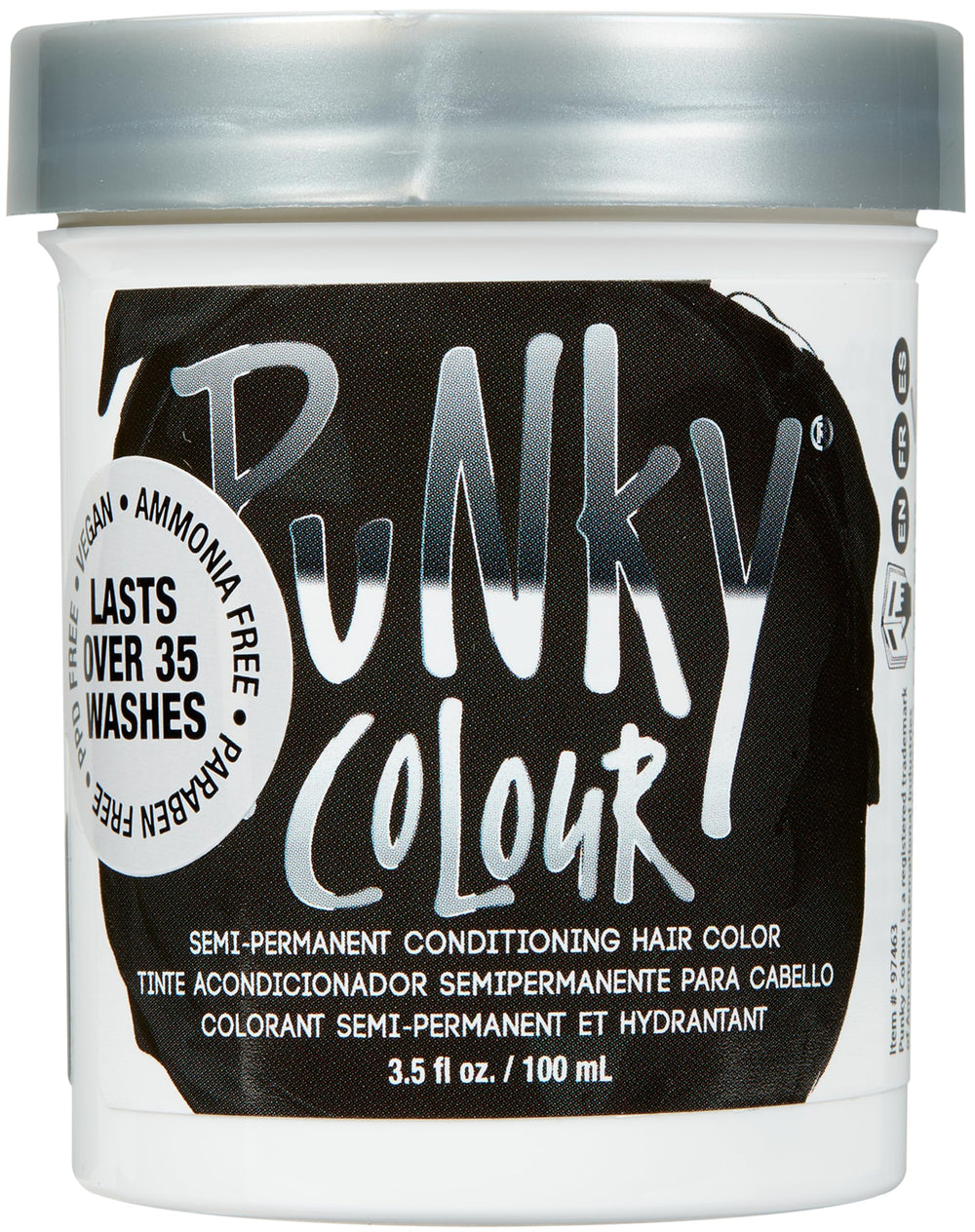 Punky Ebony color semipermanente en botella, color intenso y duradero para cabello negro.