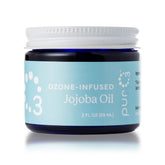 PurO3 aceite de jojoba ozonizado en frasco de vidrio para hidratación suave.