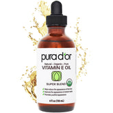 PURA D'OR Aceite Vitamina E, botella ámbar para hidratación suave de la piel