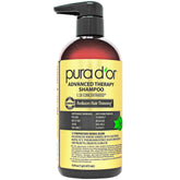 PURA D'OR Advanced Therapy Shampoo bottle with rich lather for all hair types.