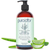 PURA D'OR Aloe Vera Gel Lavanda, botella: hidratación suave para la piel.
