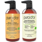 PURA D'OR MD Champú Biotínico: defensa máxima y volumen para cabello fino.