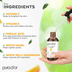 PURA D'OR Vitamina C 20% con textura ligera y beneficios de hidratación