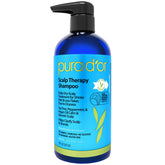 PURA D'OR Scalp Therapy: botella visible para el cuidado diario del cuero cabelludo.