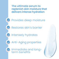 Pure Daily Care High Energy Hyaluronic Serum texture closeup reveals silky hydration on skin.