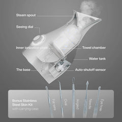 Nanosteamer de Pure Daily Care en uso facial para abrir poros suave.
