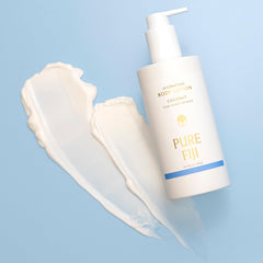 PURE FIJI textura ligera crema corporal, absorción rápida y suave.