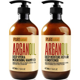 Pure Nature Lux Spa argan oil shampoo bottle for sulfate-free hydration and shine.