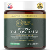 Baume Pure Truth au suif de boeuf et miel dans un pot, hydratation riche.