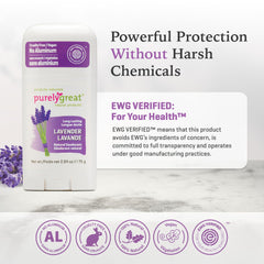 Purelygreat desodorante lavanda formato stick, aplicación cómoda