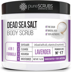 pureSCRUBS Lavanda, jarro 16oz: exfoliación profunda para piel suave.