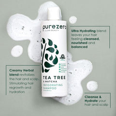 Purezero acondicionador árbol de té y matcha en botella; suaviza y nutre el cabello.