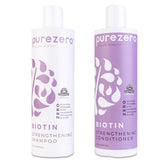 Purezero Biotina Champú en botella, ideal para uso diario y volumen.
