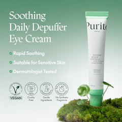 Purito Centella sin fragancia crema de ojos, aplicación rápida para descongestionar la mirada.