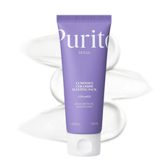 Purito crema noche ceramidas luminosas, frasco, hidratación suave durante la noche.