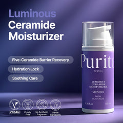 Purito hidratante luminoso con ceramidas 5000ppm para la barrera.