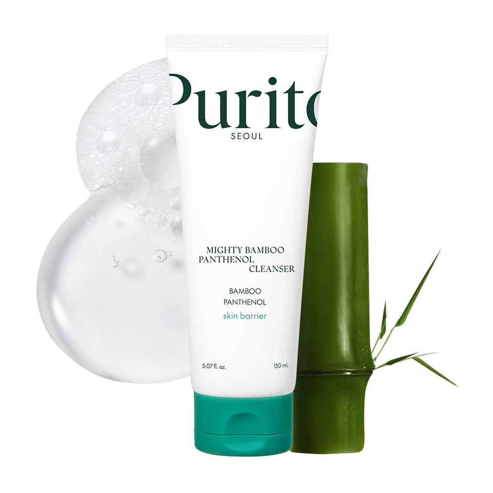 Purito Mighty Bamboo Panthenol Cleanser, envase de botella para uso diario.