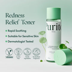 Purito Seoul Wonder Releaf Toner en frasco, rutina diaria calmante.