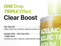 Purito Azelaico 10% arbol-de-te etiqueta, destacando fórmula triple acción