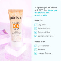 pūrlisse crema BB Perfect Glow, textura mate con brillo suave para piel radiante.