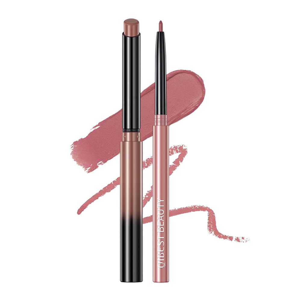 QiBest labial rosado natural, acabado suave para uso diario.