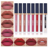QiBest set labios mate 8 piezas frente muestra colores vibrantes para uso diario