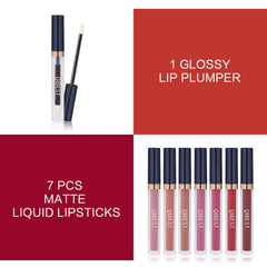 QiBest set labios mate 8 piezas muestra tonos variados