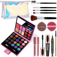 QiBest Set de Maquillaje: paleta 32 colores para looks versátiles.