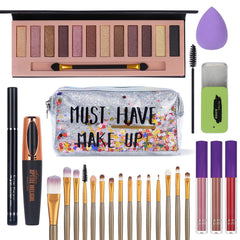 QiBest set maquillaje todo en uno con paleta de 12 sombras para looks diarios
