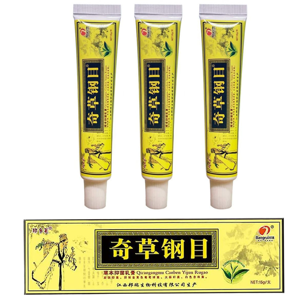 QICAOGANGMU crema herbal China, paquete 3, alivio suave para piel sensible.