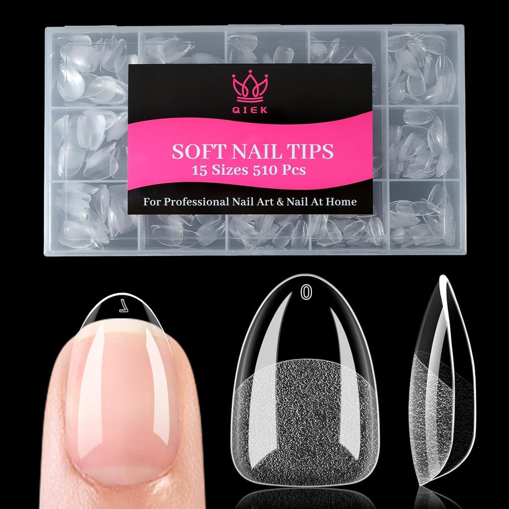 QIEK tips de uñas en almendra extra corto con ajuste preciso