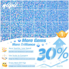 Piedras resina azul AB 3mm de qiipii para decoraciones brillantes en proyectos caseros.