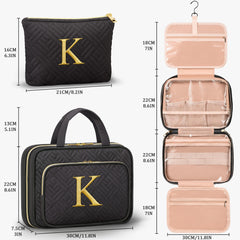 Qinline bolsa maquillaje monograma para viaje, mantiene cosméticos ordenados.