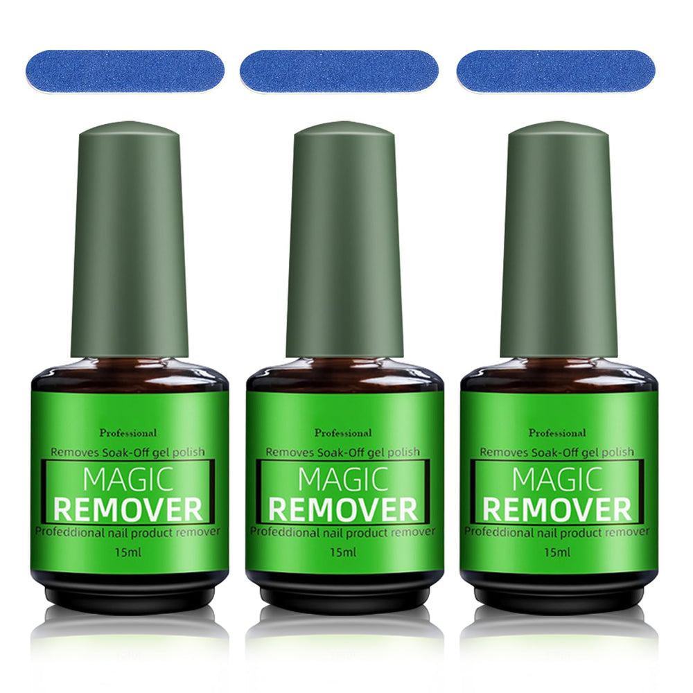 QIUFSSE Magic Remover Gel Polish bottle close-up showing fast removal.