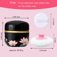 Envase de polvo Lotus, resistente y portátil.
