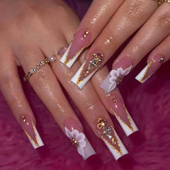 QQPPOLIU uñas postizas francesas para un look elegante y duradero