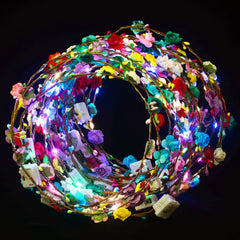QSJQAMG corona de flores con LED, ideal para bodas y fiestas.