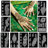QSTOHENA kit de plantillas para henna para manos, decoraciones temporales.